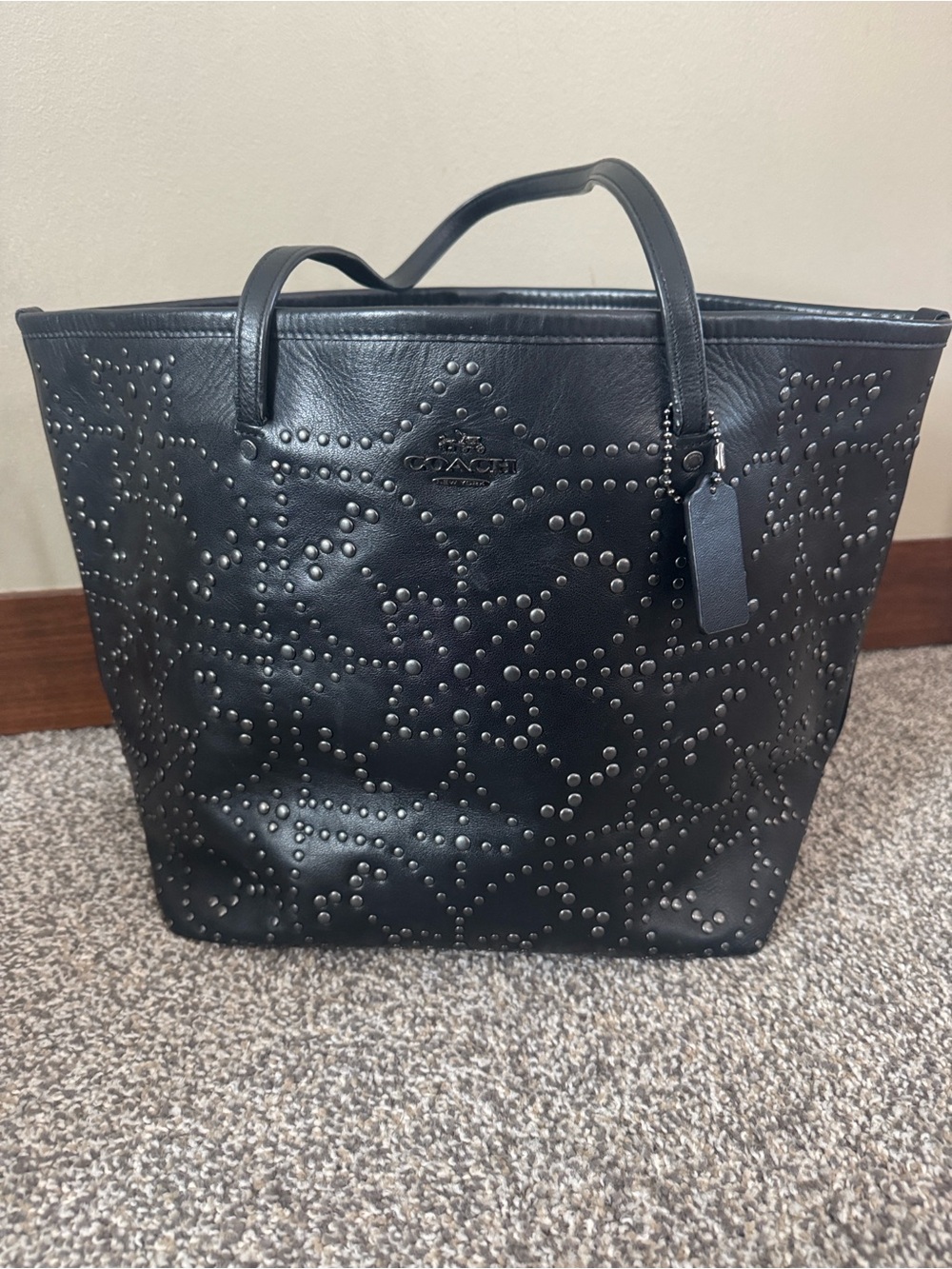 Coach Black Studded Leather Tote